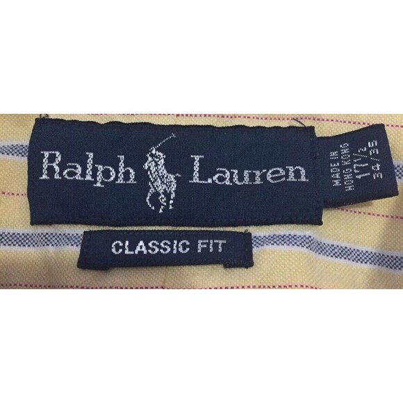VTG RALPH LAUREN Classic FIT Button Up Shirt Sz 17.5 Large Yellow Striped Preppy - Picture 4 of 9